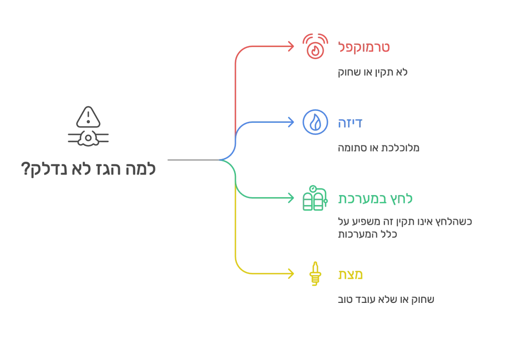 מה הסיבות שבגללן הגז לא נדלק?